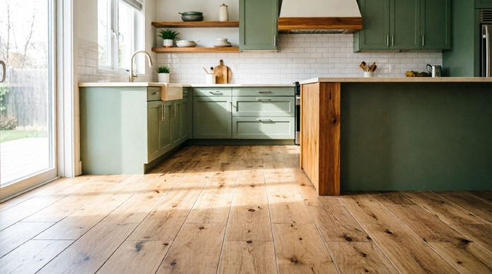 11 Inspiring Kitchen Flooring Ideas That Look Expensive & Last for Years 4 Kitchen flooring ideas with realistic wood-look tile