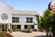 Yolanda Hadid House: Inside Her Magnificent $11 Million Farmhouse, Pennsylvania Yolanda Hadid House exterior with historic stone and white barn architecture