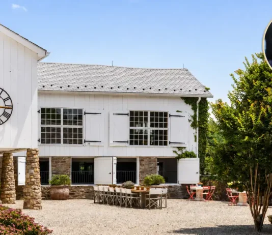 Yolanda Hadid House: Inside Her Iconic $11 Million Pennsylvania Farmhouse, New Hope Yolanda Hadid House exterior with historic stone and white barn architecture