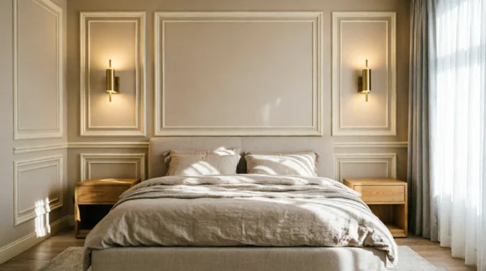 15 Stunning Bedroom Feature Wall Ideas That Instantly Transform Any Room Bedroom Feature Wall Ideas with elegant cream wall molding