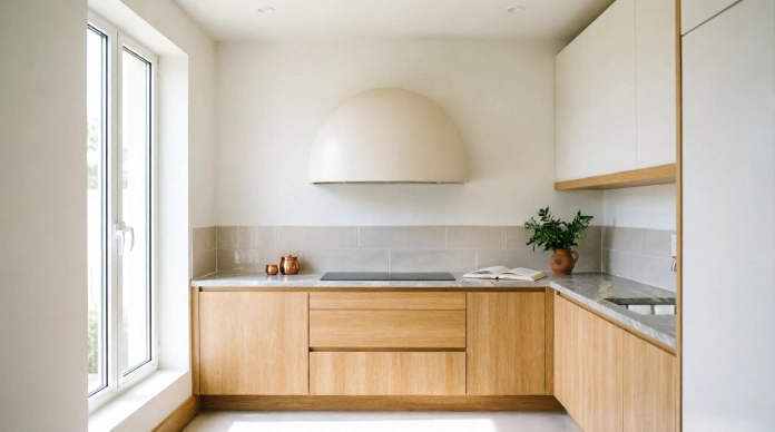Arched Range Hood Ideas for a small kitchen with a slim curved hood