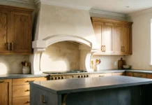 11 Amazing Arched Range Hood Ideas for a Softer and Timeless Kitchen Arched Range Hood Ideas featuring a warm plaster hood in a modern kitchen