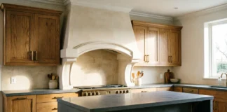 11 Amazing Arched Range Hood Ideas for a Softer and Timeless Kitchen Arched Range Hood Ideas featuring a warm plaster hood in a modern kitchen