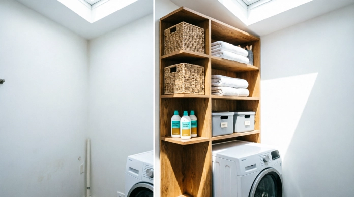17 Brilliant Small Laundry Room Organization Ideas to Maximize Every Inch 4 Small laundry room organization using an awkward corner