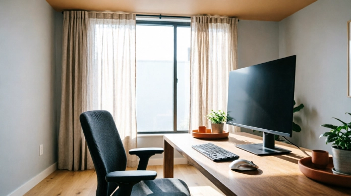 11 Brilliant Home Office Lighting Hacks for a More Productive Workspace 2 Home office desk positioned perpendicular to a window for better lighting