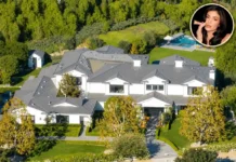 Kylie Jenner House: Inside Her Jaw-Dropping $36 Million Mansion Kylie Jenner house featuring a luxurious mansion, manicured grounds, and a circular portrait of Kylie Jenner
