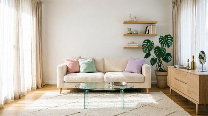 17 Easy Ways to Make a Dark Room Look Brighter Without Renovating 3 Make a Dark Room Look Brighter with light furniture and a neutral rug