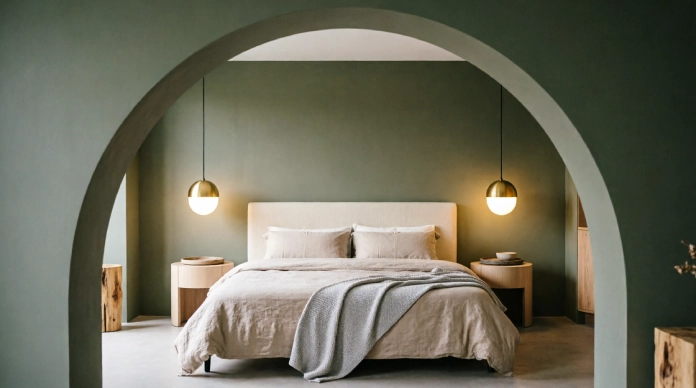 15 Stunning Bedroom Feature Wall Ideas That Instantly Transform Any Room 3 Bedroom Feature Wall Ideas with an oversized green arch