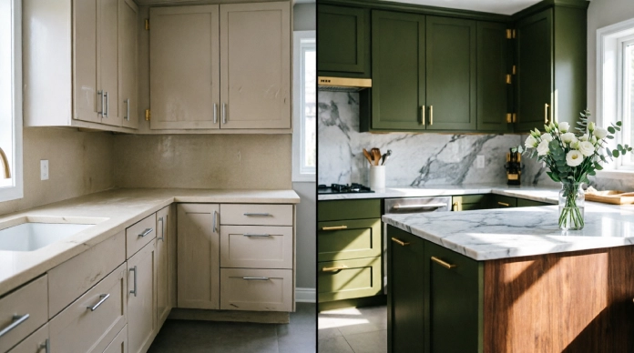 15 Amazing & Easy Ways to Make Builder-Grade Cabinets Look Custom & Expensive 3 Painted builder-grade cabinets with a custom and expensive look