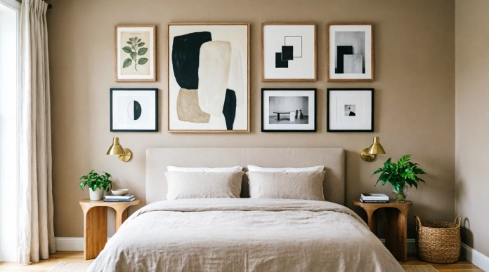 15 Stunning Bedroom Feature Wall Ideas That Instantly Transform Any Room 7 Bedroom Feature Wall Ideas with a stylish gallery wall
