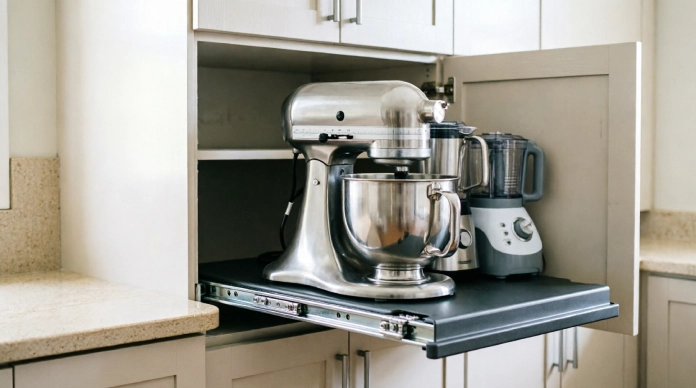 12 Genius Appliance Garage Ideas to Instantly Declutter Your Kitchen 2 Appliance garage with pull-out shelf for heavy kitchen appliances
