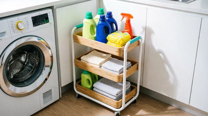 17 Brilliant Small Laundry Room Organization Ideas to Maximize Every Inch 2 Small laundry room storage with slim rolling cart