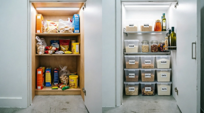 Small Pantry Organization Ideas showing a decluttered pantry