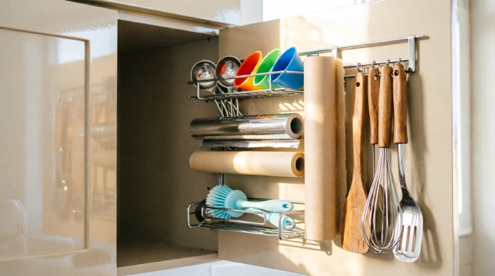Small Kitchen Storage Ideas for cabinet door organization