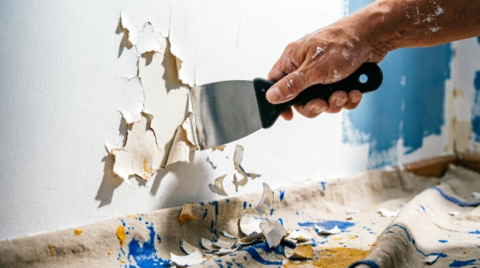 How to fix peeling paint by scraping loose paint from a wall