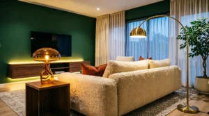 Living room lighting ideas without overhead lights featuring floor lamps, table lamps, and hidden LED lighting