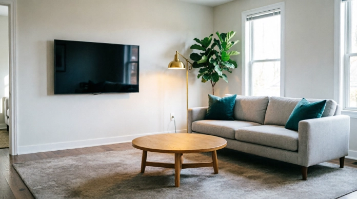 7 Living Room Furniture Layout Mistakes That Make Your Space Look Smaller 3 Living room furniture layout mistakes avoided with proper TV height and coffee table spacing
