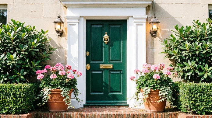 How to make old doors look new with a forest green front door makeover