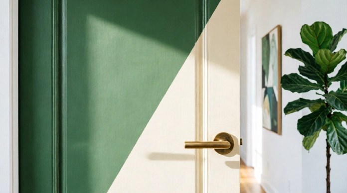 How to make old doors look new with a stylish two-tone geometric paint design
