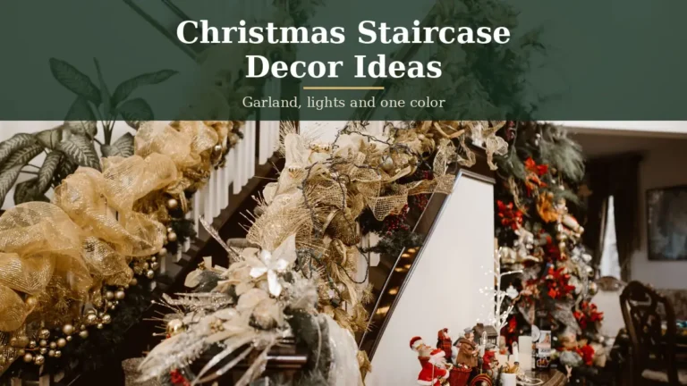A Garland That Swags Right, Lights Warm and Leaves the Rail Free 7 Christmas staircase decor ideas: a garlanded staircase with gold ribbon, baubles and warm lights