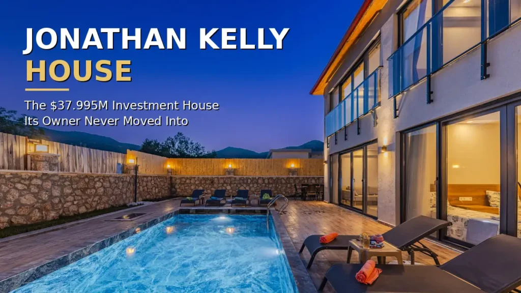 The $37.995M Investment House Its Owner Never Moved Into 4 Jonathan Kelly house, a modern Bel-Air mansion with glass walls and a pool at twilight